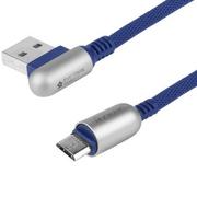 Uchwyty samochodowe do telefonów - Inny Kabel MYWAY do ładowania i synchronizacji 120 cm w oplocie z mikrofibry dwustronne kątowe USB micro USB navy WE12-9721 - miniaturka - grafika 1