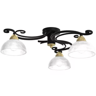 Lampa sufitowa Flora, 3 klosze, czarna/mosiądz - Lampy sufitowe - miniaturka - grafika 4