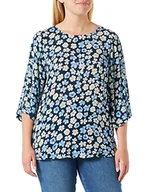 Bluzki damskie - KAFFE Damska bluzka Wing Sleeve Regular fit Katara Amber Bluzka, Nadruk midnight/niebieski kwiat, 36 - miniaturka - grafika 1