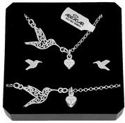 Zestawy biżuterii dla kobiet - Srebrny Komplet Biżuterii Koliber Serca 925 - miniaturka - grafika 1