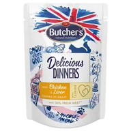 Mokra karma dla kotów - Butcher's Delicious Dinners Cat kawałki w sosie 24x100g Kurczak i wątróbka - miniaturka - grafika 1