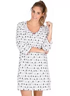 Piżamy damskie - Trigema Damska koszula nocna z rękawem 3/4 z motywem kota, biały (biały 001), XL - miniaturka - grafika 1