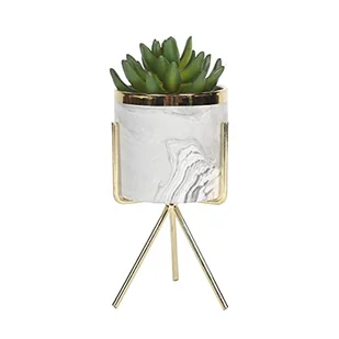 Sleepdown Halo zielony sukulent sztuczna roślina marmur stojak do domu biura łazienki dekoracja wnętrz estetyka - Sztuczne kwiaty - miniaturka - grafika 1