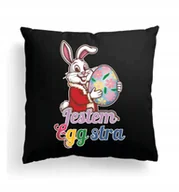 Poduszki dekoracyjne - CZARNA Poduszka Z IMIENIEM Na Wielkanoc Zajączek Wielkanocny Prezent #23 - miniaturka - grafika 1