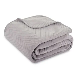 Narzuta Caden 200 x 220 cm jodełka welurowa srebrny - Narzuty - miniaturka - grafika 1