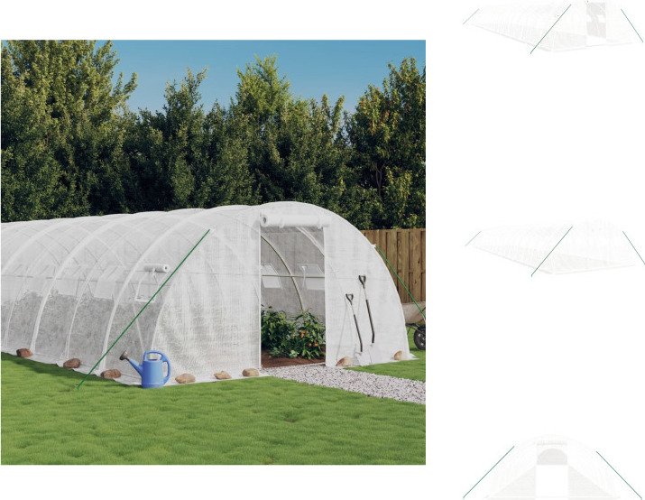 vidaXL Szklarnia z ramą stalową biała 72 m² 18x4x2 m - Szklarnie
