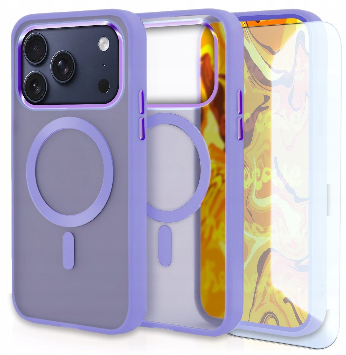 krainaGSM Etui Do Magsafe do iPhone 17 Pro Max Jasnofioletowy, Matowy, Case Szkło