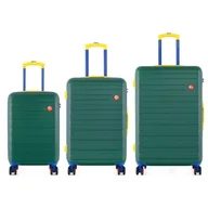 Walizki - Zestaw walizek SEMI LINE T5846-0 Zielony - miniaturka - grafika 1