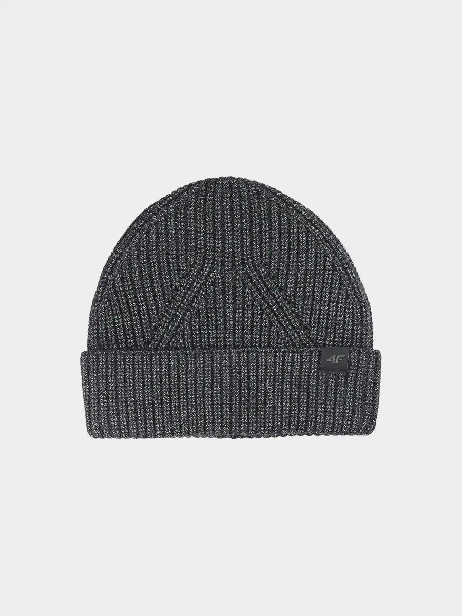 4F CZAPKA ZIMOWA MĘSKA BEANIE M576 GŁĘBOKA CZERŃ MELANŻ M