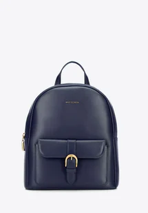 Damski plecak ze skóry naturalnej z kieszenią na przodzie granatowy - Torebki damskie Damski plecak ze skóry naturalnej z kieszenią na przodzie granatowy - Torebki damskie - miniaturka - grafika 1