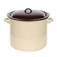 Emalia Silesia Rybnik GARNEK PROSTY 16,6L ŚR.30CM WYS.25,2CM KREM/CIEMNY ŚRODEK Z POKRYWĄ