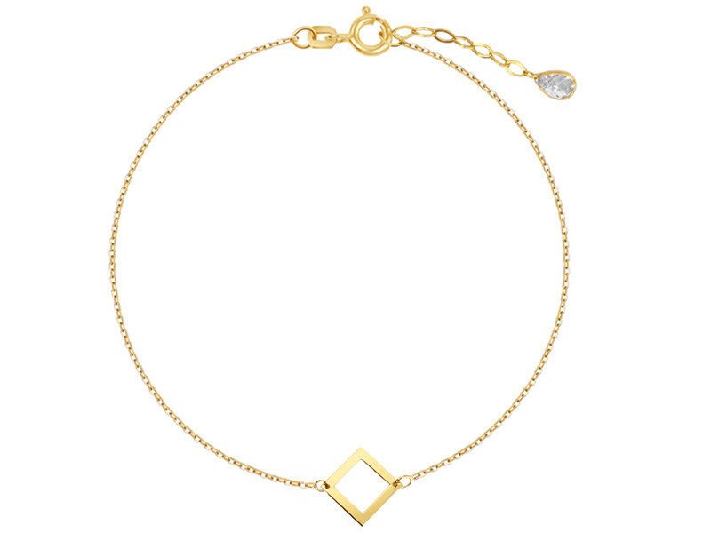 Złota Bransoletka 585 Celebrytka Kwadrat Cyrkonia 0.81g