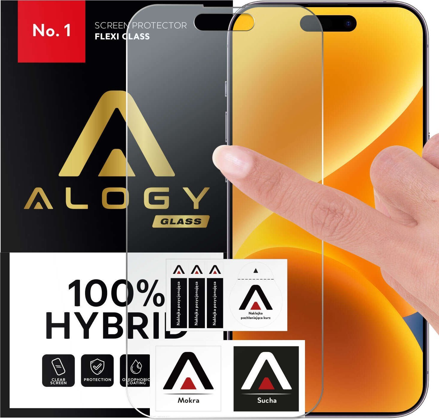 Alogy Szkło hybrydowe do Apple iPhone 15 Pro na cały ekran Alogy Flexi Full Glass 9H szkiełko ochronne Nietłukące