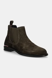 Tommy Hilfiger sztyblety zamszowe CORE RWB HILFIGER SUEDE CHELSEA męskie kolor zielony FM0FM04757 - Botki męskie - miniaturka - grafika 1