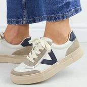 Półbuty damskie - Beżowe skórzane półbuty damskie Vinceza 7923 - miniaturka - grafika 1