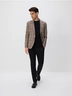 Kurtki męskie - Reserved - Marynarka slim fit w kratę - beżowy - miniaturka - grafika 1
