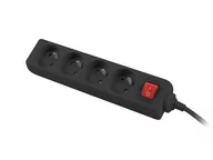 Listwy zasilające - LANBERG Listwa przedłużacz Lanberg 1.5m czarna 4x 230V PL z wyłącznikiem kabel wykonany z pełnej miedzi PS1-04E-0150-BK - miniaturka - grafika 1