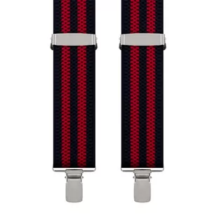 Szelki do spodni w kolorze granatowo-czerwonym w paski EM 16 - EM Men's Accessories - Dodatki do ubrań - miniaturka - grafika 1