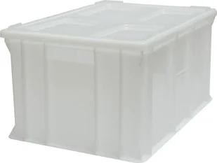 Artech Pojemnik transportowy EURO 300 z pokrywą, dno i ścianki pełne wym. 600 x 400 x 300 mm biały - Pojemniki przemysłowe - miniaturka - grafika 1