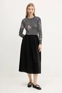 Sukienki - Desigual sukienka RAYA HIBRIDA kolor czarny midi rozkloszowana 25WWVW15 - miniaturka - grafika 1