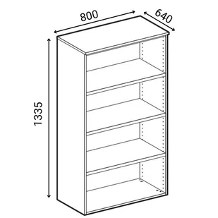Szafa biurowa z drzwiami PRIMO WHITE, 3 półki, 1335 x 800 x 640 mm, biały/buk - Szafy biurowe - miniaturka - grafika 1