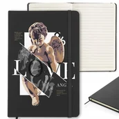 Notesy i bloczki - CZARNY NOTES 120 stron Z Gumką Zakładką LOVE ANGEL Ciekawe Wzory - miniaturka - grafika 1