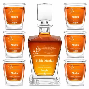 Karafka do whisky pyramid z 6 szklankami capitol i grawerem - Karafki - miniaturka - grafika 1