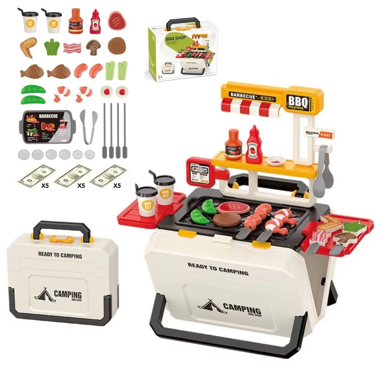 Grill Zabawka dla dzieci Walizka Przenośna Zestaw dla Dzieci 51 el.