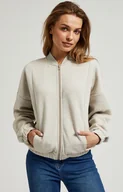 Bluzy damskie - Bluza damska zapinana na zamek z długimi rękawami beżowa 4502, Kolor beżowy, Rozmiar XS, Moodo - Primodo.com - miniaturka - grafika 1