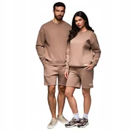 Bluzy sportowe damskie - Dresowy zestaw dla par UNISEX bluza i szorty brązowy Ombre Z108 V16 M/L - miniaturka - grafika 1