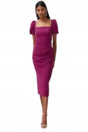 Sukienki - TRENDYOL FIOLETOWA SUKIENKA MIDI Z BUFIASTYMI RĘKAWAMI 34 5AA - miniaturka - grafika 1