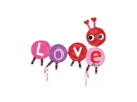 Balony i akcesoria - Balony foliowe Robaczek z napisem LOVE - 139x106 cm - miniaturka - grafika 1