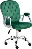 Fotele i krzesła biurowe - Beliani Krzesło biurowe Obrotowy PRINCESS Welur Zielony - miniaturka - grafika 1