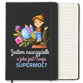 Notesy i bloczki - NOTES CZARNY Z GUMKĄ A5 NA DZIEŃ NAUCZYCIELA WZORY - miniaturka - grafika 1