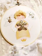 Pamiątka Chrztu Świętego - Obrazek z aniołkiem akwarela, pamiątka dla dziecka - miniaturka - grafika 1