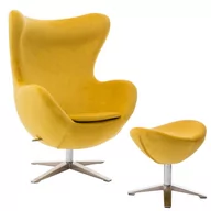 Fotele - D2.Design Fotel Jajo Velvet żółty z podnóżkiem 174714 - miniaturka - grafika 1