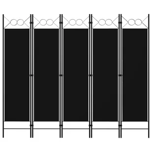Parawan 5-panelowy, czarny, 200 x 180 cm - Parawany - miniaturka - grafika 1