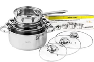 Zestawy garnków i patelni - ZESTAW GARNKÓW 7 EL STAL NIERDZEWNA GARNKI KOMPLET GAZ INDUKCJA - miniaturka - grafika 1