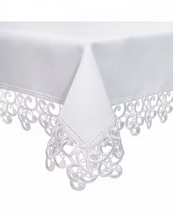 Łóżkoholicy Obrus Plamoodporny z Gipiurą Koronką Biały 140x220 1209620 - Obrusy i serwetki - miniaturka - grafika 1