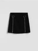 Sukienki i spódniczki dla dziewczynek - Reserved - Spódnica z zamkami - czarny - miniaturka - grafika 1