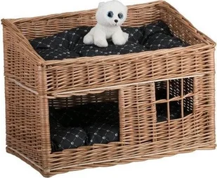 WickerPL RUBY DOMEK WIKLINOWY DLA KOTA PIĘTROWE LEGOWISKO DLA ZWIERZĄT Z PODUSZKAMI 56X36 H32/42 CM - Legowiska dla kotów - miniaturka - grafika 1