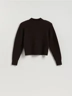 Swetry damskie - Reserved - Sweter z wełną - ciemnobrązowy - miniaturka - grafika 1