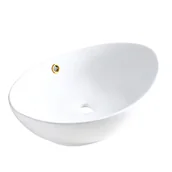 Umywalki - BALNEO - Umywalka nablatowa ceramiczna ZERRA ze złotym okrągłym przelewem - Nowoczesna umywalka łazienkowa - miniaturka - grafika 1