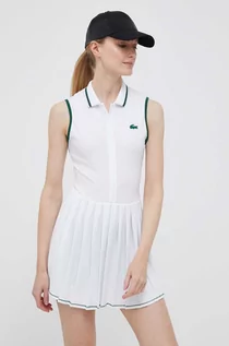 Sukienki - Lacoste sukienka kolor biały mini rozkloszowana - grafika 1