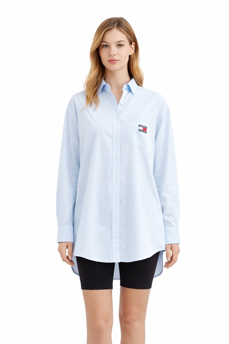 TOMMY JEANS KLASYCZNA KOSZULA Z BAWEŁNY Z KOŁNIERZYKIEM S I4A