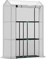 Szklarnie ogrodowe - Szklarnia Outsunny z półkami i drzwiami rolowanymi, zimoodporna szklarnia z folii stalowej, szklarnia na balkon, ogród, pomidorownia z ochroną UV 100x40x150cm - miniaturka - grafika 1