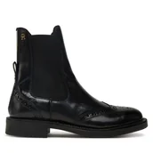 Botki damskie - Sztyblety Tommy Hilfiger Brogue Boot FW0FW09151 Czarny - miniaturka - grafika 1