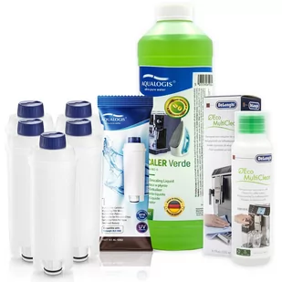 Zestaw Delonghi Aqualogis AL-S002 5 szt, Płyn DELONGHI SER3013 250ml, Verde 750ml - Akcesoria i części do ekspresów do kawy - miniaturka - grafika 1