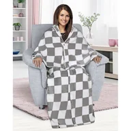Koce - Bellatex Śpiwór telewizyjny Korall Krata szary, 150 x 200 cm - miniaturka - grafika 1