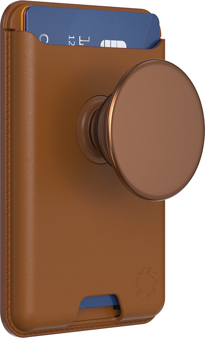PopSockets, pokrowiec na portfel MagSafe PopWallet z podstawką PopGrip, brązowy